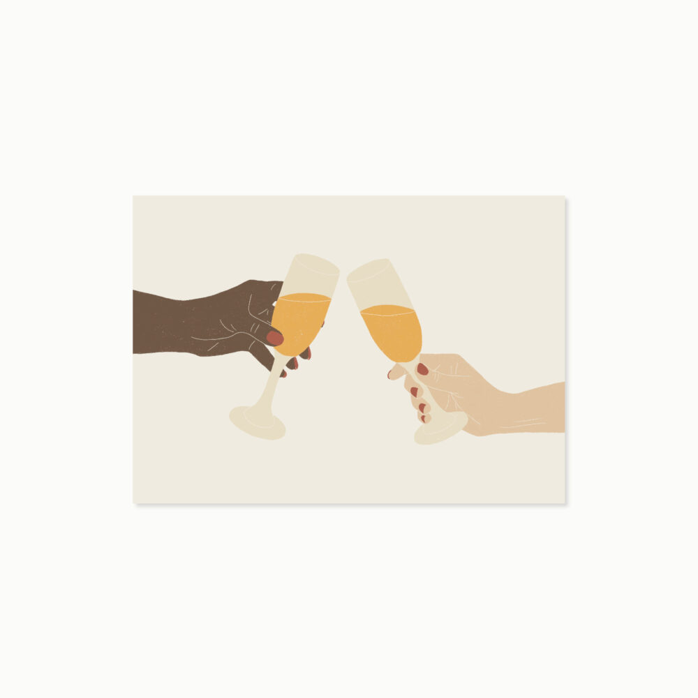 Prost, cheers, santé & skål! | Postkarte für Glückwünsche zum Geburtstag, Jahrestag, Abschluss