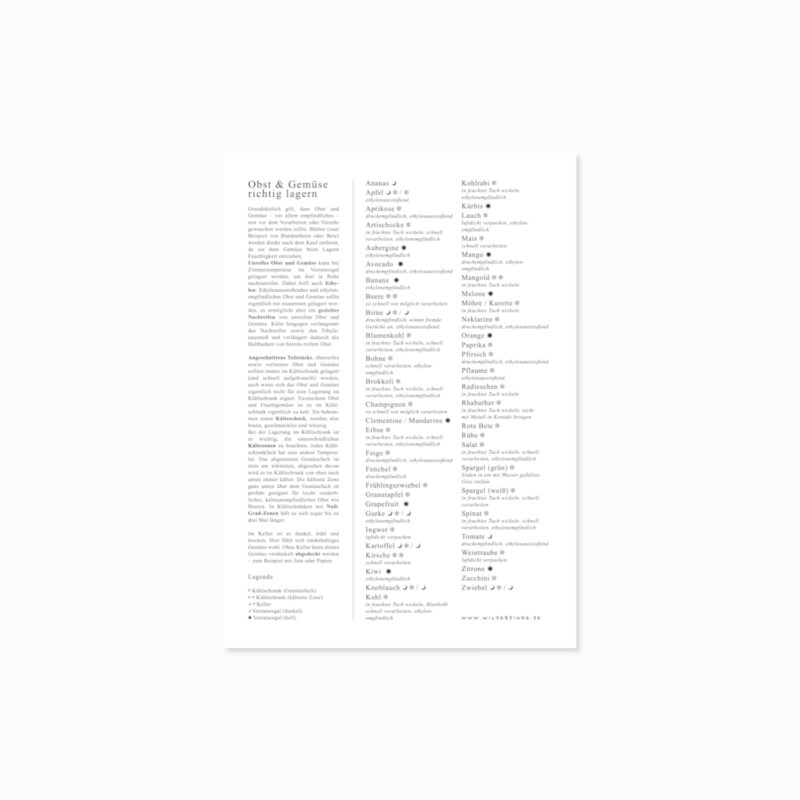 Obst & Gemüse richtig lagern | Print