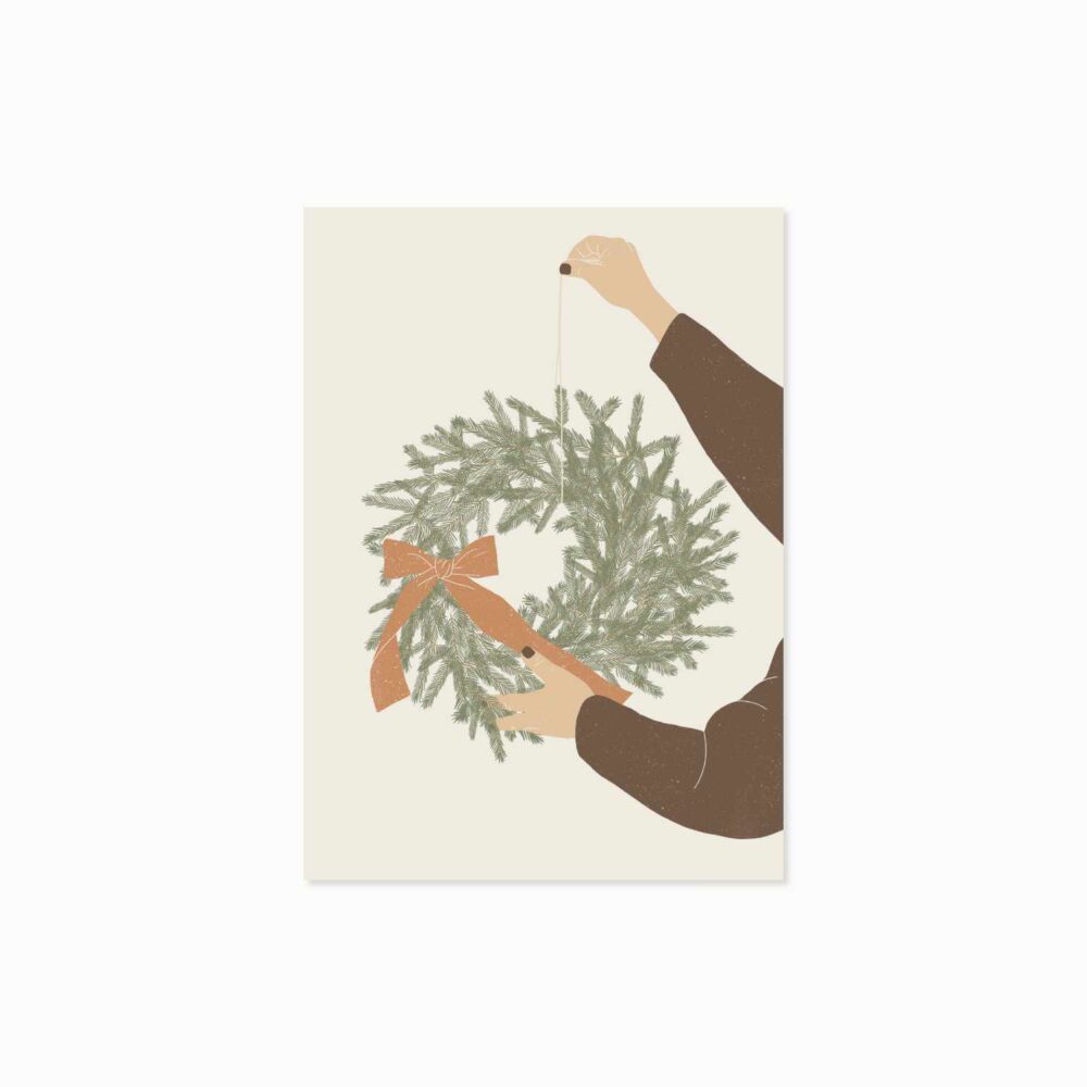 Wintergrün & Schleifenzauber | Postkarte Weihnachten